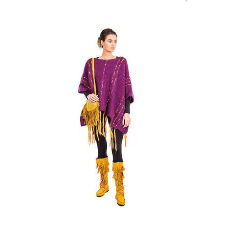 Poncho Plum Purple - Eco Wool - Fashionable and Warm from Quetzal Artisan