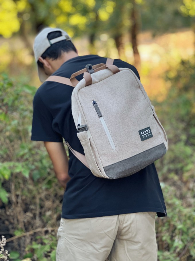 Small Hemp Backpack in Beige and Green from 8000kicks