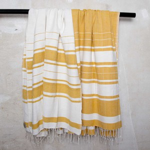 Cotton Beach Towel in Yellow, Off White from Abury