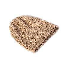 Hand-knitted Wool Beanie in Light Brown from Abury