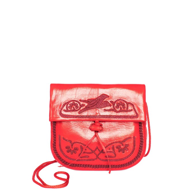 Embroidered Mini Crossbody Bag in Red from Abury