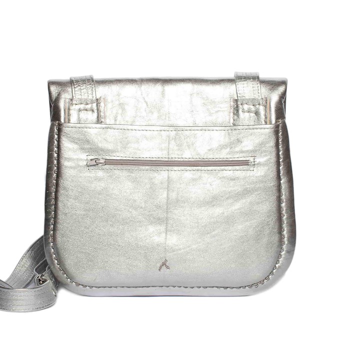 Embroidered Leather Berber Bag in Silver from Abury