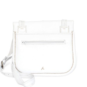 Embroidered Leather Berber Bag in White, Beige from Abury