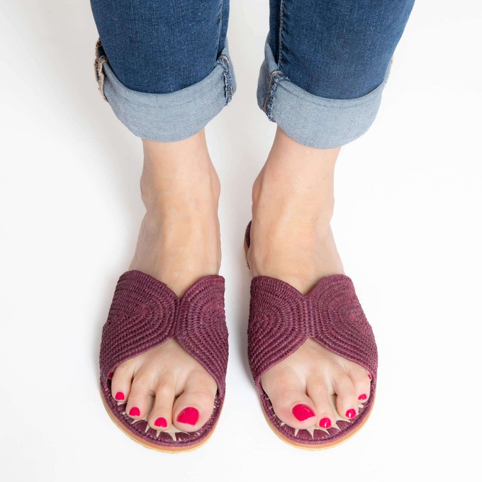 Raffia Slippers Sun and Moon in Orchid from Abury