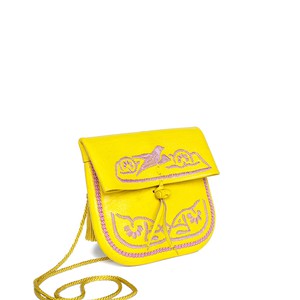 Embroidered Mini Crossbody Bag in Yellow, Rosé from Abury