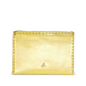 Embroidered Leather Pouch in Gold, Beige from Abury