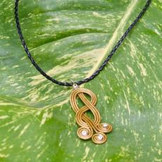 "Tres Amores" Interlaced Pendant Necklace in Gold, Black from Abury