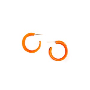 Small Tagua Hoop Earrings in Blue, Orange from Abury