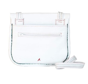 Embroidered Leather Berber Bag in White, Red, Green from Abury