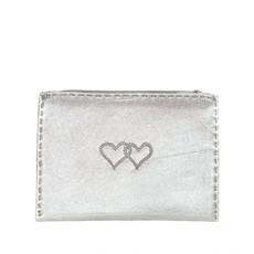 Embroidered Leather Pouch *Love Edition* in Silver via Abury
