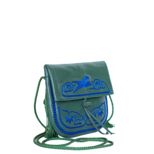 Embroidered Mini Crossbody Bag in Dark Green, Blue from Abury