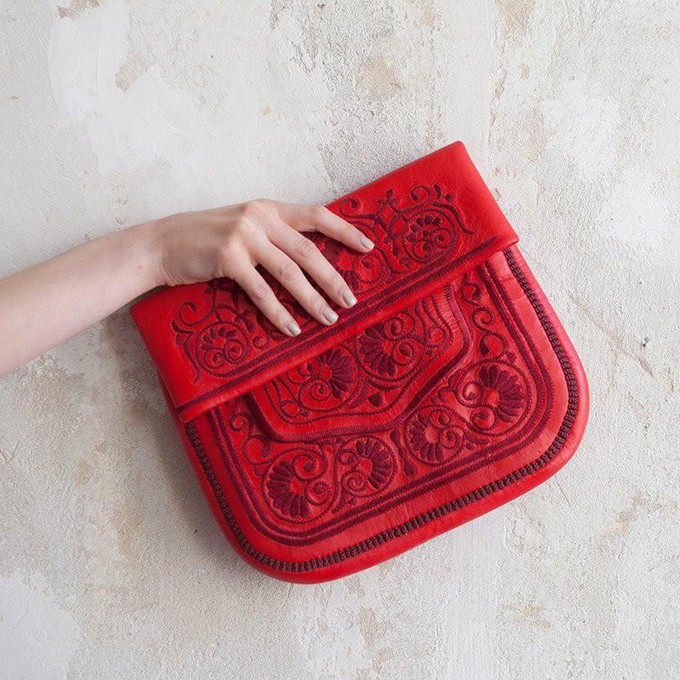 Embroidered Leather Berber Bag from Abury