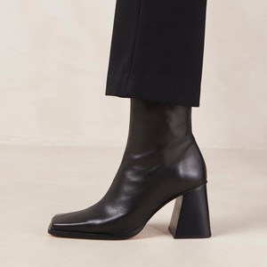 South Black Leather Ankle Boots from Alohas