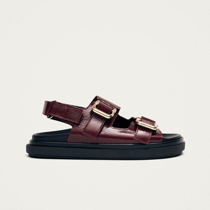 Harper Burgundy Patent Leather Sandals from Alohas