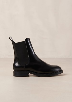 Lanz Black Leather Ankle Boots from Alohas