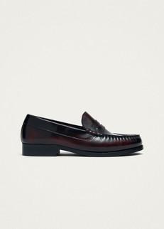 Rivet Vintage Effect Burgundy Leather Loafers via Alohas