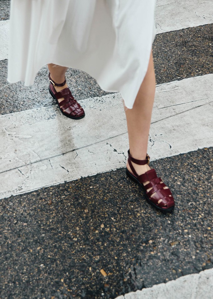 Perry Sleek Burgundy Leather Sandals from Alohas