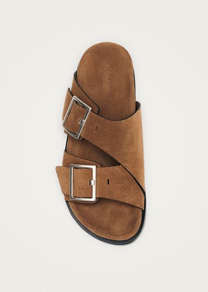 Alba Suede Tan Leather Sandals from Alohas
