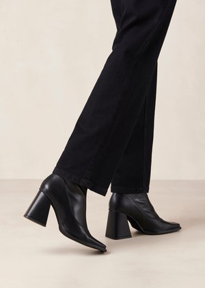 Clover Black Vegan Leather Ankle Boots from Alohas