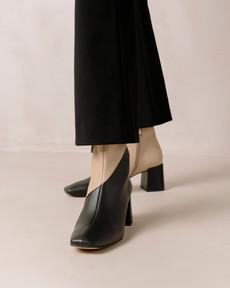 Watercolor - Black and Beige Vegan Leather Boots from Alohas