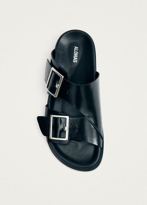 Alba Black Leather Sandals from Alohas