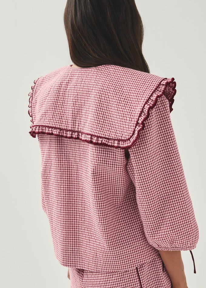 Airi Checks Burgundy Blouse from Alohas