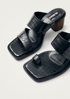 Gabin Alli Black Leather Sandals from Alohas