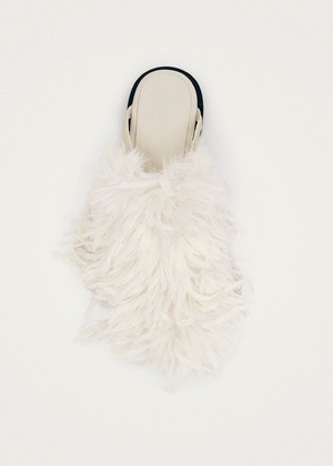 Maja Furry Cream Leather Mules from Alohas