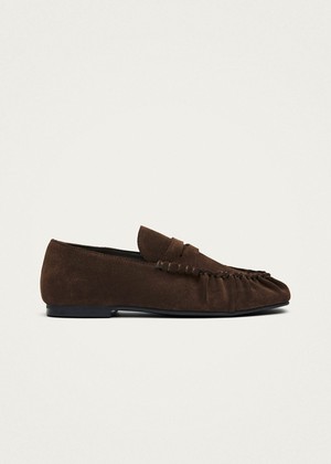 Aven Suede Brown Leather Loafers from Alohas