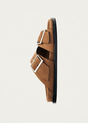 Alba Suede Tan Leather Sandals from Alohas