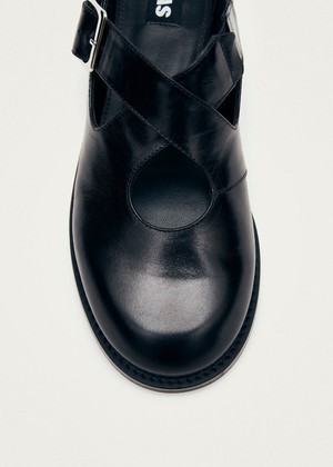 Marion Black Leather Ballet Flats from Alohas