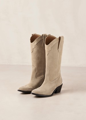 Liberty Suede Beige Leather Boots from Alohas