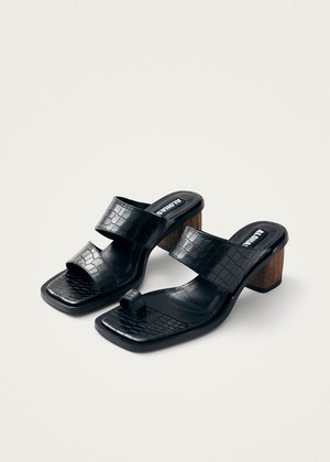 Gabin Alli Black Leather Sandals from Alohas