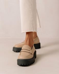 Mask - Beige Vegan Leather Loafers from Alohas