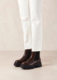 Berenice Coffee Brown Leather Ankle Boots via Alohas