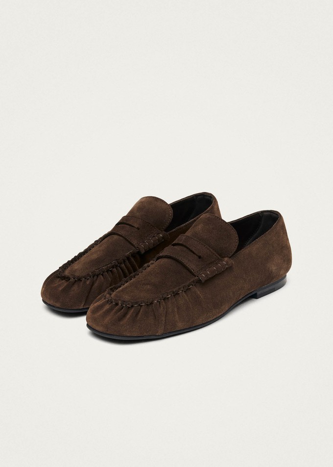 Aven Suede Brown Leather Loafers from Alohas