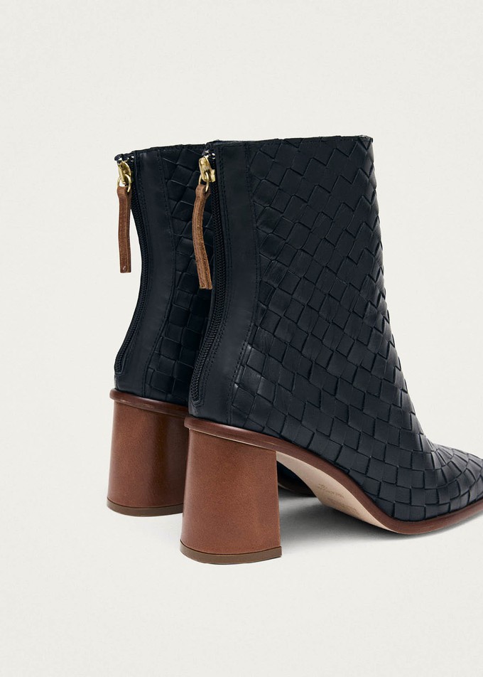West Braided Black Leather Ankle Boots from Alohas