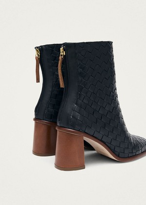 West Braided Black Leather Ankle Boots from Alohas