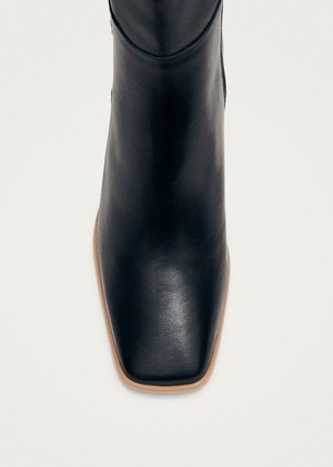 West Vintage Black Leather Ankle Boots from Alohas