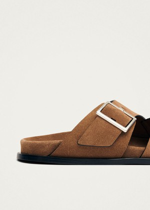 Alba Suede Tan Leather Sandals from Alohas