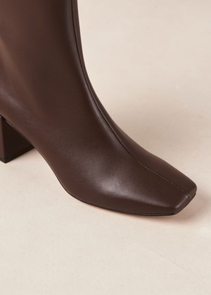 Watercolor Umber Brown Vegan Leather Ankle Boots from Alohas
