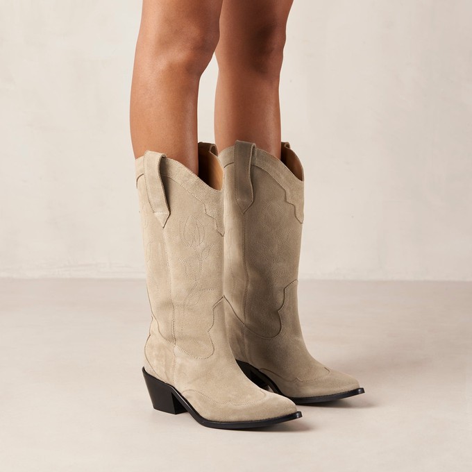 Liberty Suede Beige Leather Boots from Alohas