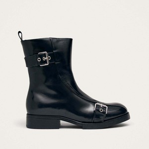 Agyness Black Leather Ankle Boots from Alohas