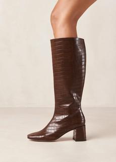 Chalk Alli Brown Vegan Leather Boots via Alohas