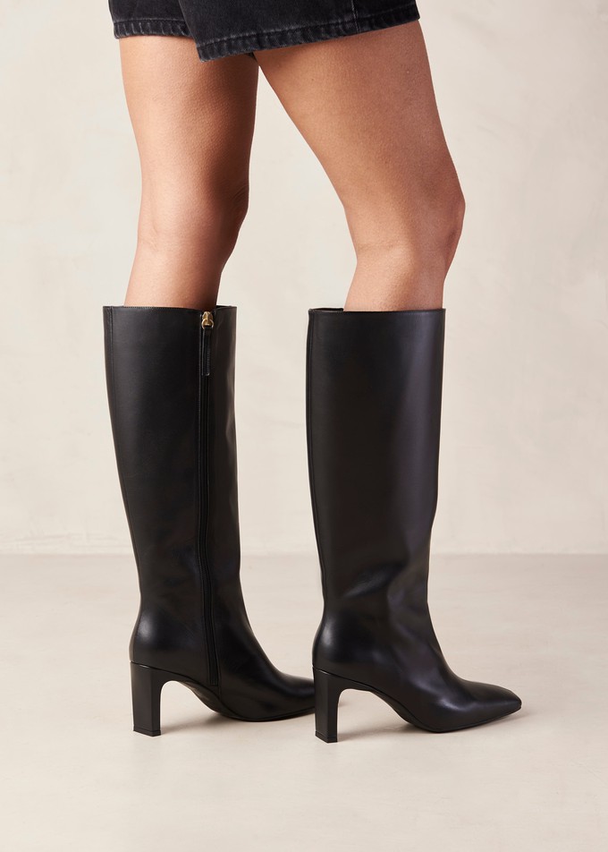Isobel Black Leather Boots from Alohas