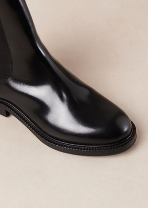 Lanz Black Leather Ankle Boots from Alohas