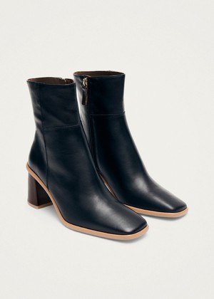 West Vintage Black Leather Ankle Boots from Alohas