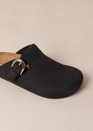 Travis Black Leather Mules from Alohas