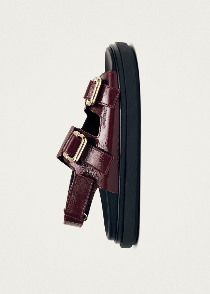 Harper Burgundy Patent Leather Sandals from Alohas