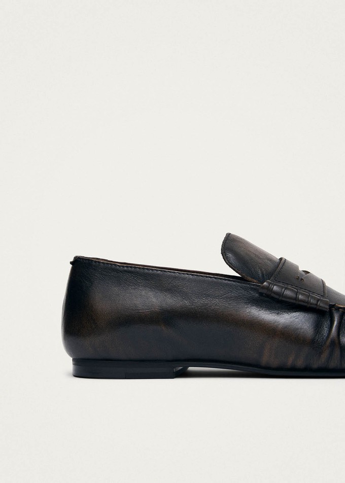 Aven Vintage Effect Brown Leather Loafers from Alohas